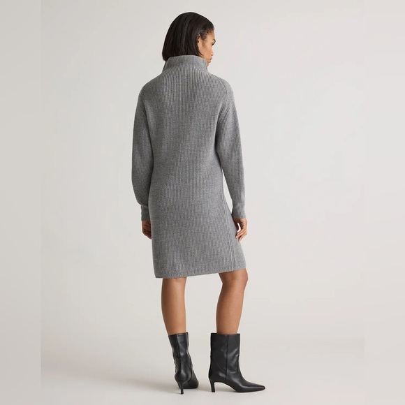 Quince Australian Merino Wool Relaxed Turtleneck Sweater Dress Heather Grey - Picture 3 of 10